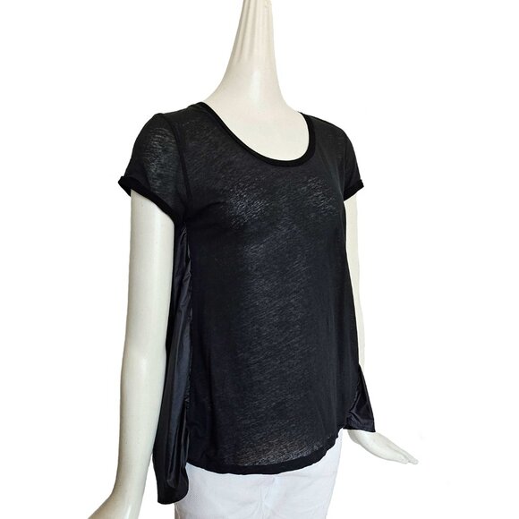 MONCLER BLACK SHORT SLEEVES NYLON BACK TOP (M) - Picture 2 of 9